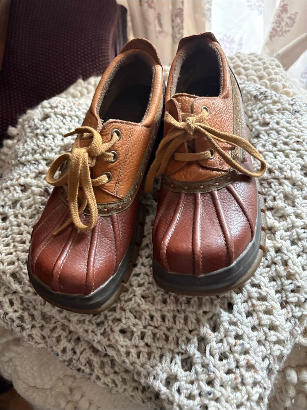 Report Collection Two-Tone Brown Lace-Up Duck Rain shoes
